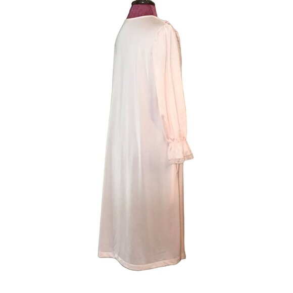 Vintage Shadowline Long-Sleeve Button-Up Nightgown with Lace Trim - Picture 7 of 13